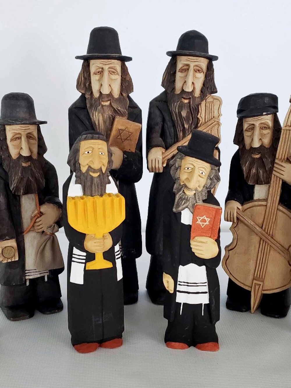Set of 8 Hand Carved Jewish Men from Czech Republic